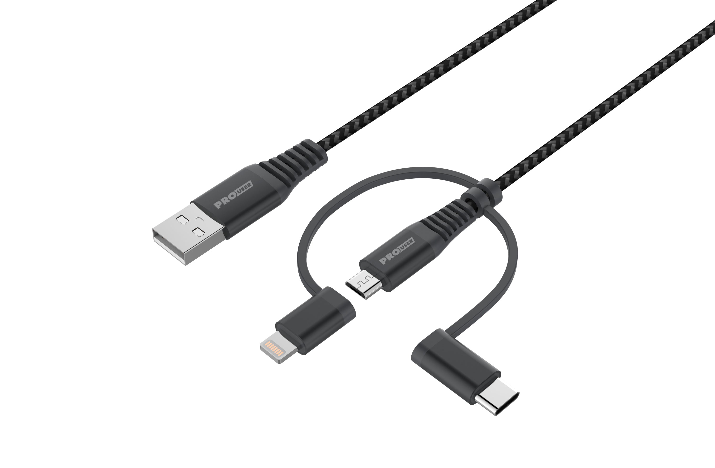 Pro User Set 3-in-1 USB-Kabel in zwei Längen: 50cm / 100cm